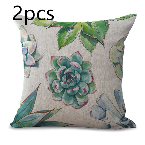 Succulent Cactus Pillow Cover Botanical Floral Home Decor