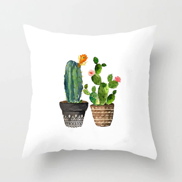 Soft Cactus Succulent Print Throw Pillow Cushion Cover