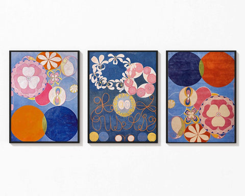 Modern Prints Set of 2 Hilma Af Klint Aesthetic Room Decor Boho Wall Art Blue Geometric Fine Art Orange Colorful Poster Home Room Decor HAK4