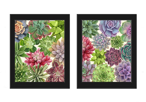 Succulents Wall Art Home Decor Print Set of 2 Beautiful Colorful Blue Green Pink Purple Plants Tropical Watercolor Home Decor to Frame SUCC